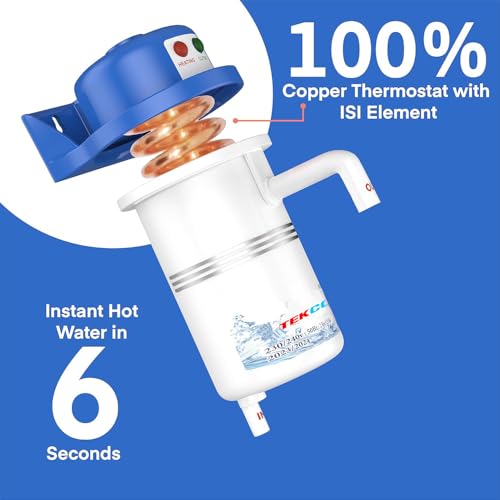 TEKCOOL Instant Water Geyser 1 L Portable water heater, Made of First Class ABS Plastic, Auto Cut Off Feature with 1 Year Warranty, For Home, Office, Restaurant etc