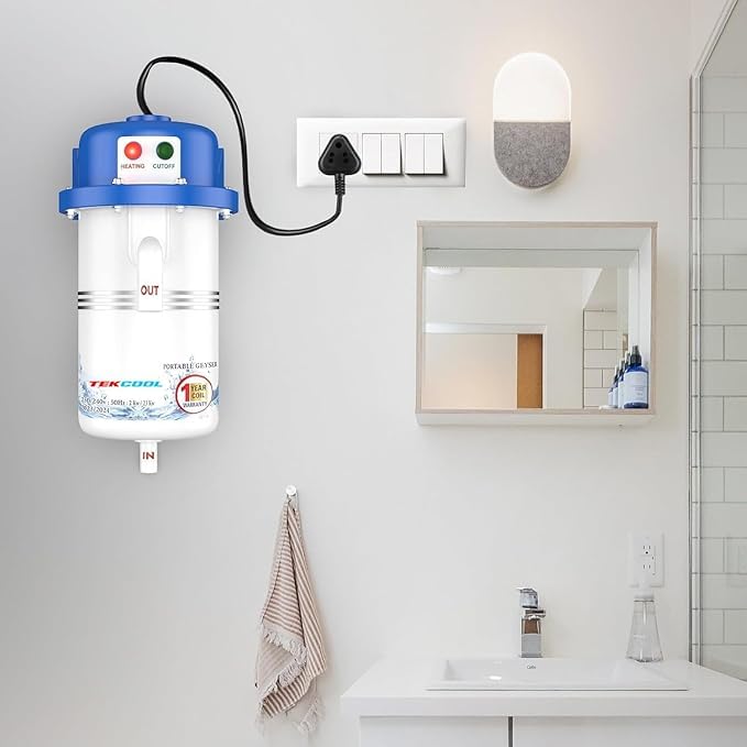 TEKCOOL Instant Water Geyser 1 L Portable water heater, Made of First Class ABS Plastic, Auto Cut Off Feature with 1 Year Warranty, For Home, Office, Restaurant etc