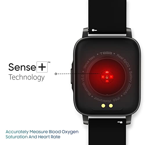 TAGG Verve NEO Smartwatch 1.69" HD Display | 60+ Sports Modes | 10 Days Battery | 150+ Maximum Watch Face Library | Waterproof | 24 * 7 HeartRate & Blood Oxygen Tracking | Games & Calculator | Black
