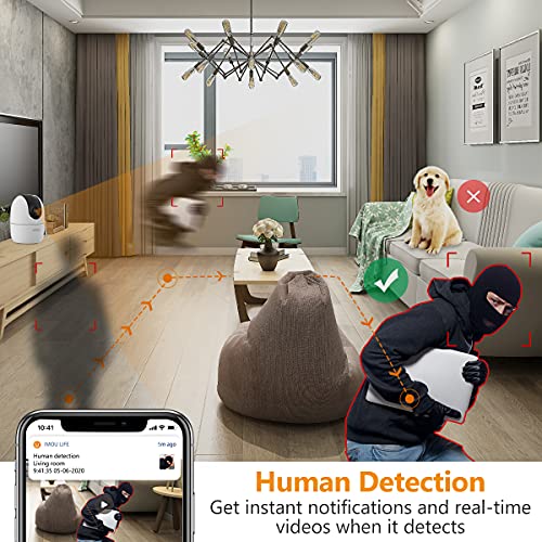 Imou 360 Degree WiFi Security Camera Black, 1080P Full HD, Domo Camera, Night Vision, Privacy Mode, Camera, Alexa Google Assistant, Motion Detection & Human Detection, 2-Way Audio