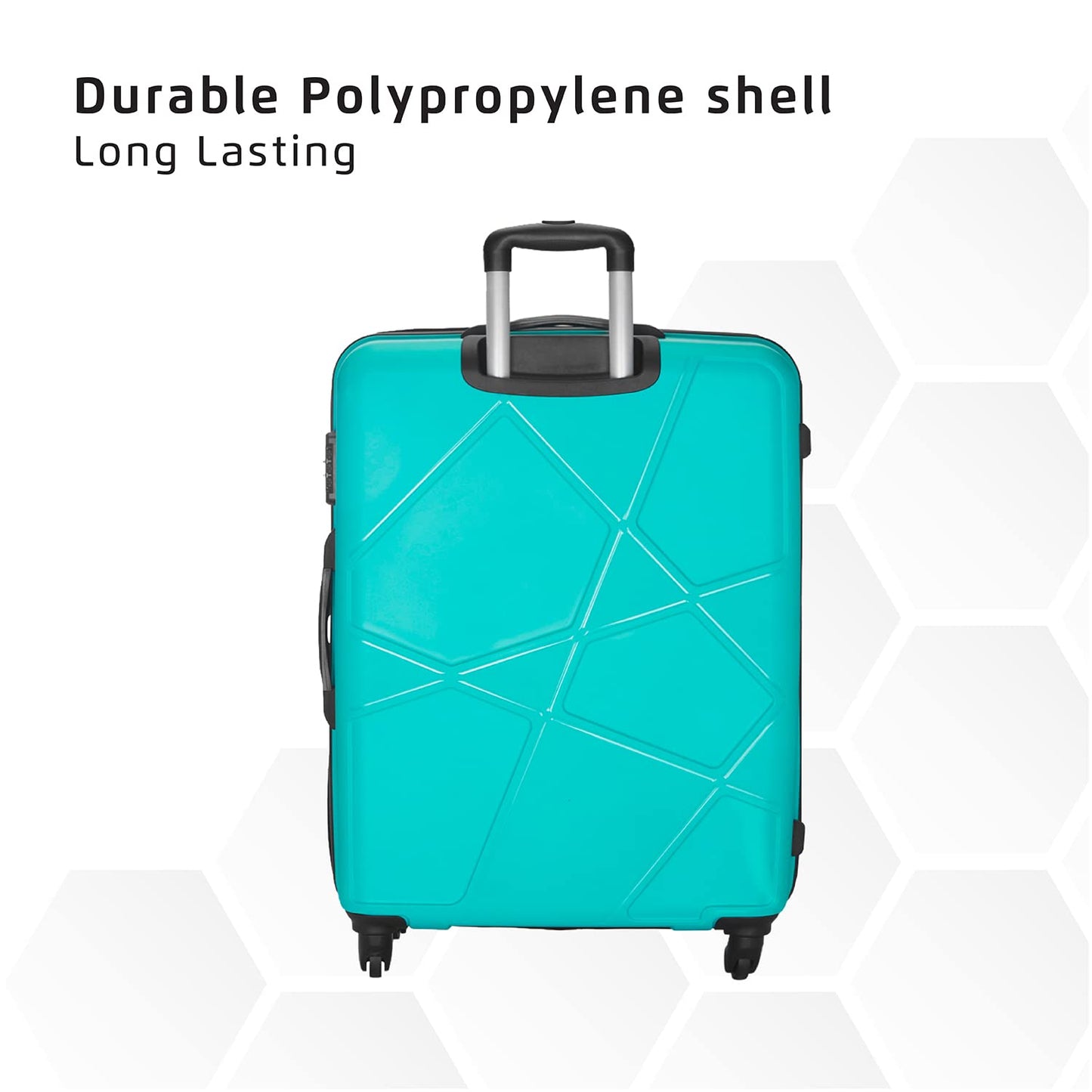 Safari Pentagon 3 Pc Set 55, 65 & 75 Cms- Small, Medium & Large Polypropylene (Pp) Hard Sided 4 Wheels 360 Degree Rotation Luggage Set/Speed_Wheel Suitcase Set/Trolley Bag Set (Cyan Blue)