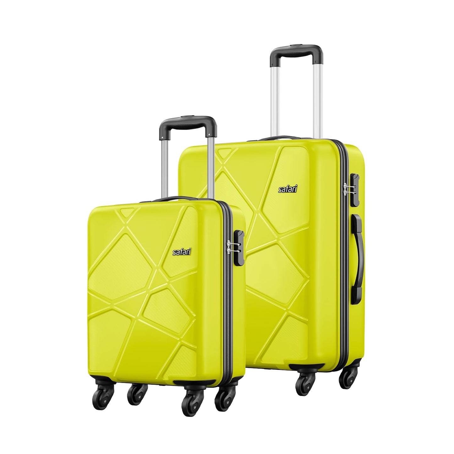 Safari Pentagon 3 Pc Set 55, 65 & 75 Cms- Small, Medium & Large Polypropylene (Pp) Hard Sided 4 Wheels 360 Degree Rotation Luggage Set/Speed_Wheel Suitcase Set/Trolley Bag Set (Cyan Blue)