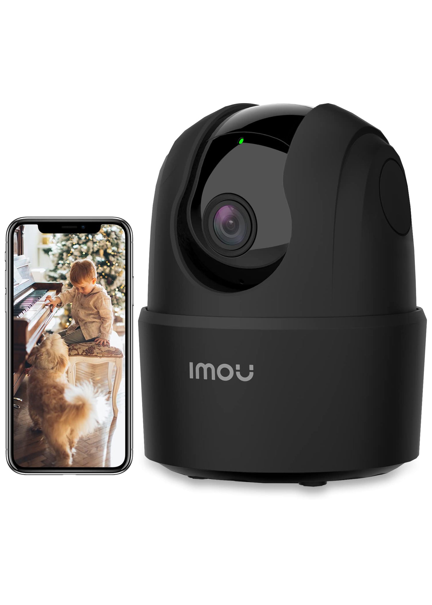 Imou 360 Degree WiFi Security Camera Black, 1080P Full HD, Domo Camera, Night Vision, Privacy Mode, Camera, Alexa Google Assistant, Motion Detection & Human Detection, 2-Way Audio