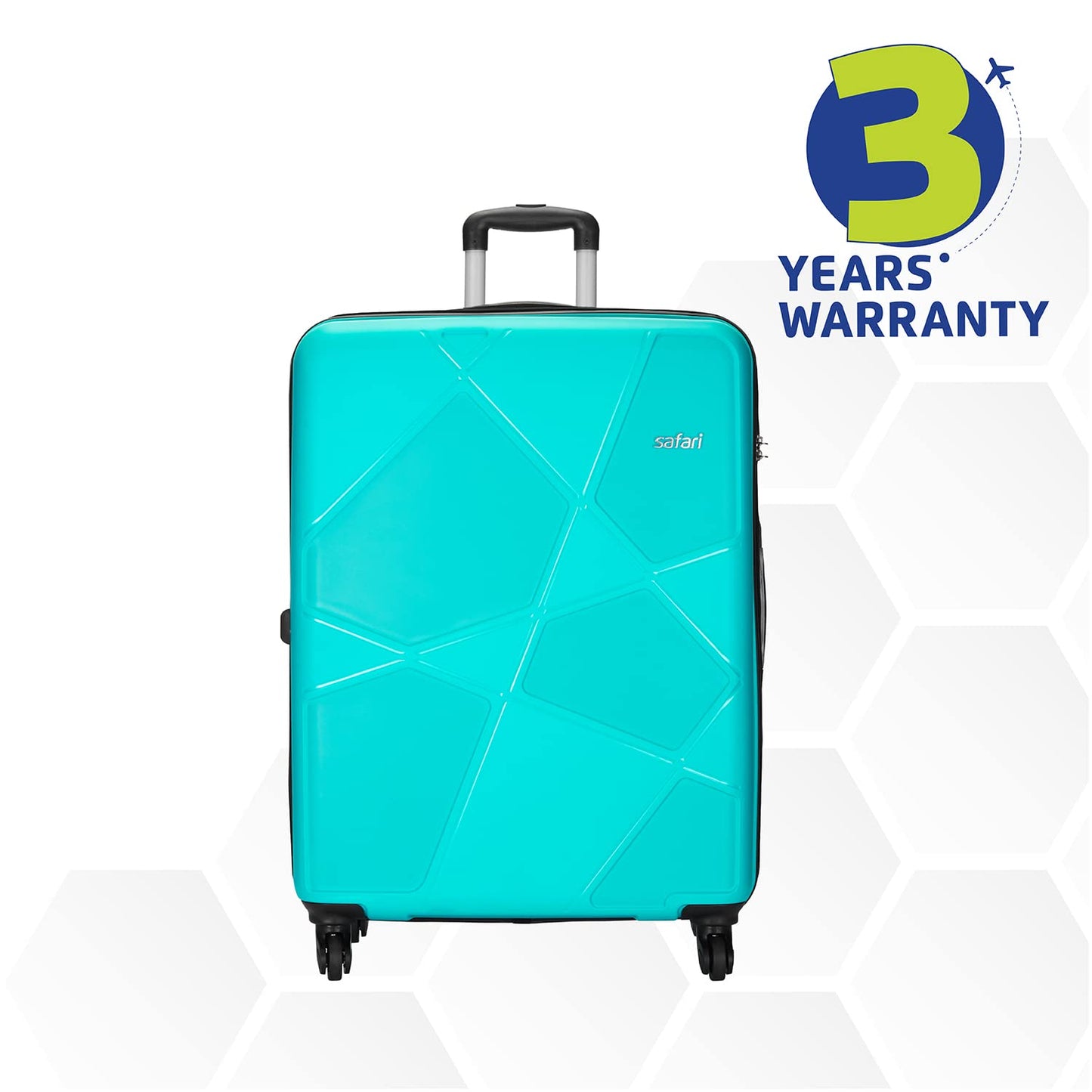 Safari Pentagon 3 Pc Set 55, 65 & 75 Cms- Small, Medium & Large Polypropylene (Pp) Hard Sided 4 Wheels 360 Degree Rotation Luggage Set/Speed_Wheel Suitcase Set/Trolley Bag Set (Cyan Blue)