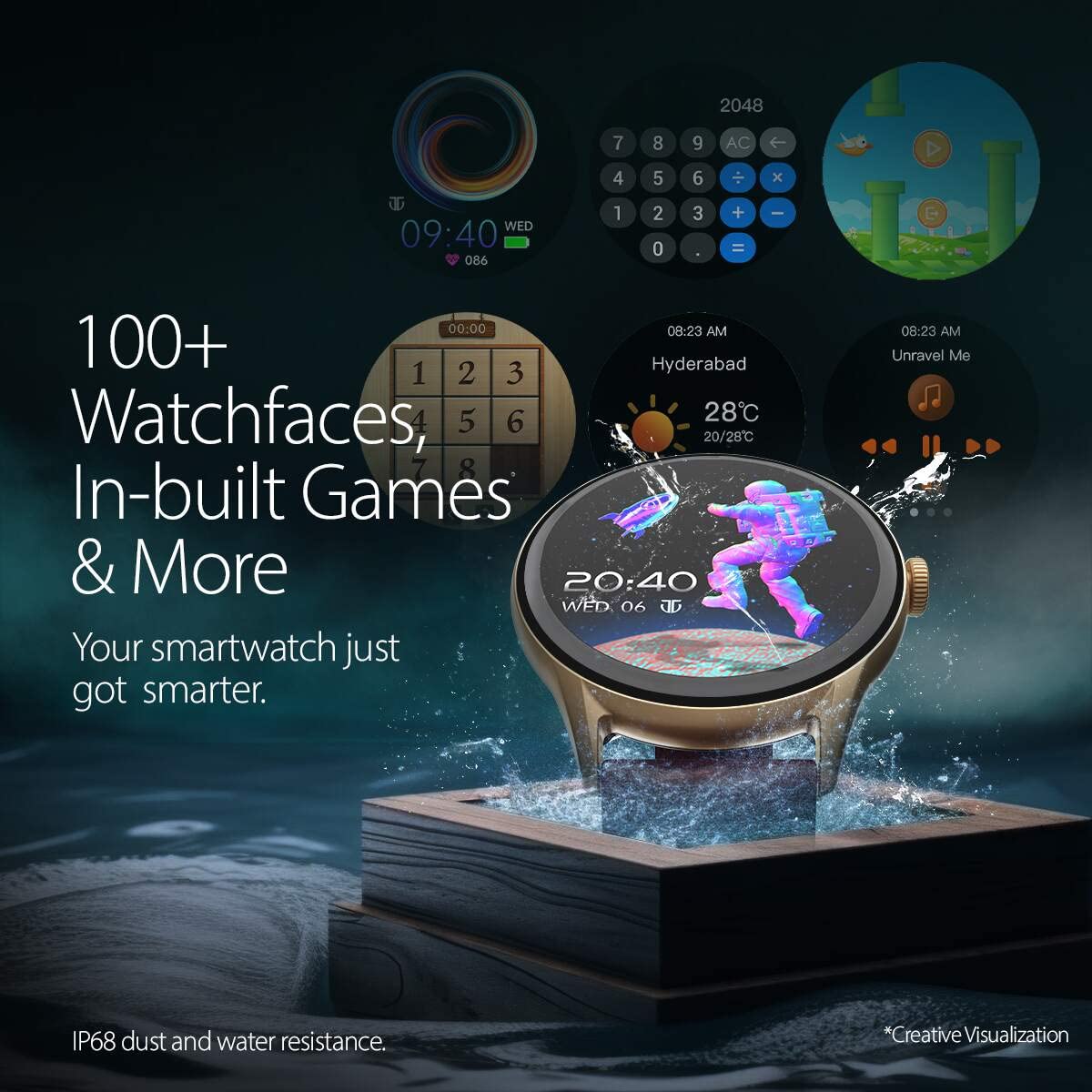 Titan Mirage Premium Fashion Smartwatch|1.96" AMOLED Display with AOD|800 NITS Brightness|410 * 502 Pixel Resolution|Functional Crown|SingleSync BT Calling|IP68 (Metal Strap+ Extra Silicone Strap)