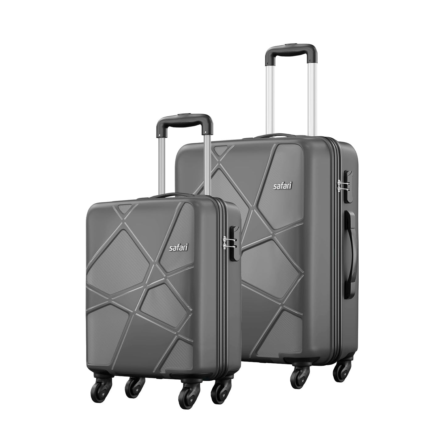 Safari Pentagon 3 Pc Set 55, 65 & 75 Cms- Small, Medium & Large Polypropylene (Pp) Hard Sided 4 Wheels 360 Degree Rotation Luggage Set/Speed_Wheel Suitcase Set/Trolley Bag Set (Cyan Blue)