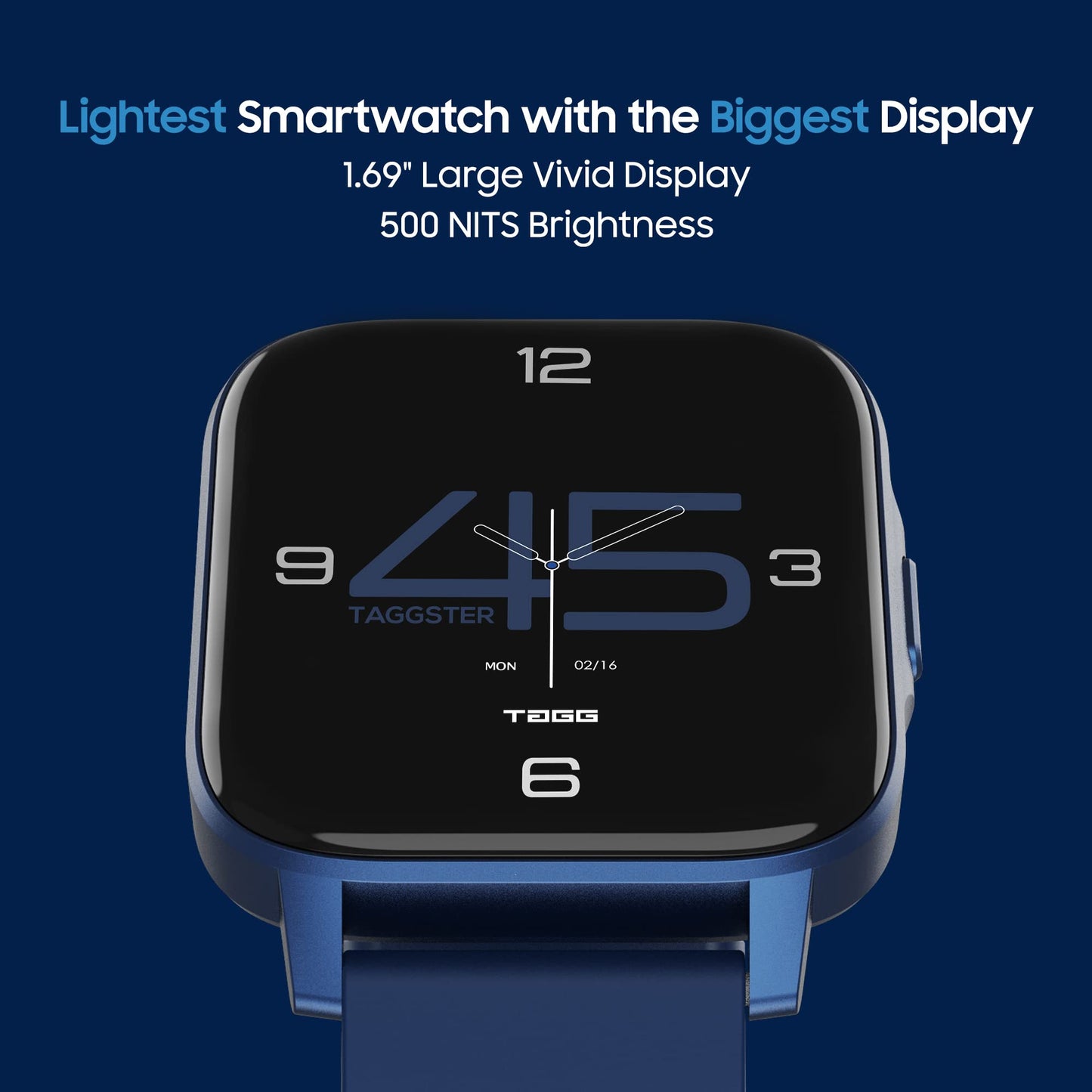 TAGG Verve NEO Smartwatch 1.69" HD Display | 60+ Sports Modes | 10 Days Battery | 150+ Maximum Watch Face Library | Waterproof | 24 * 7 HeartRate & Blood Oxygen Tracking | Games & Calculator | Black