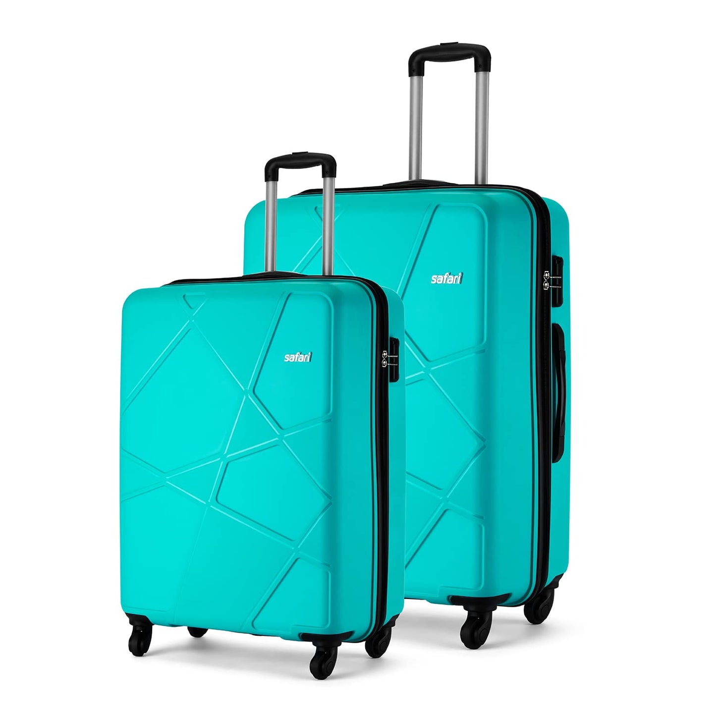 Safari Pentagon 3 Pc Set 55, 65 & 75 Cms- Small, Medium & Large Polypropylene (Pp) Hard Sided 4 Wheels 360 Degree Rotation Luggage Set/Speed_Wheel Suitcase Set/Trolley Bag Set (Cyan Blue)