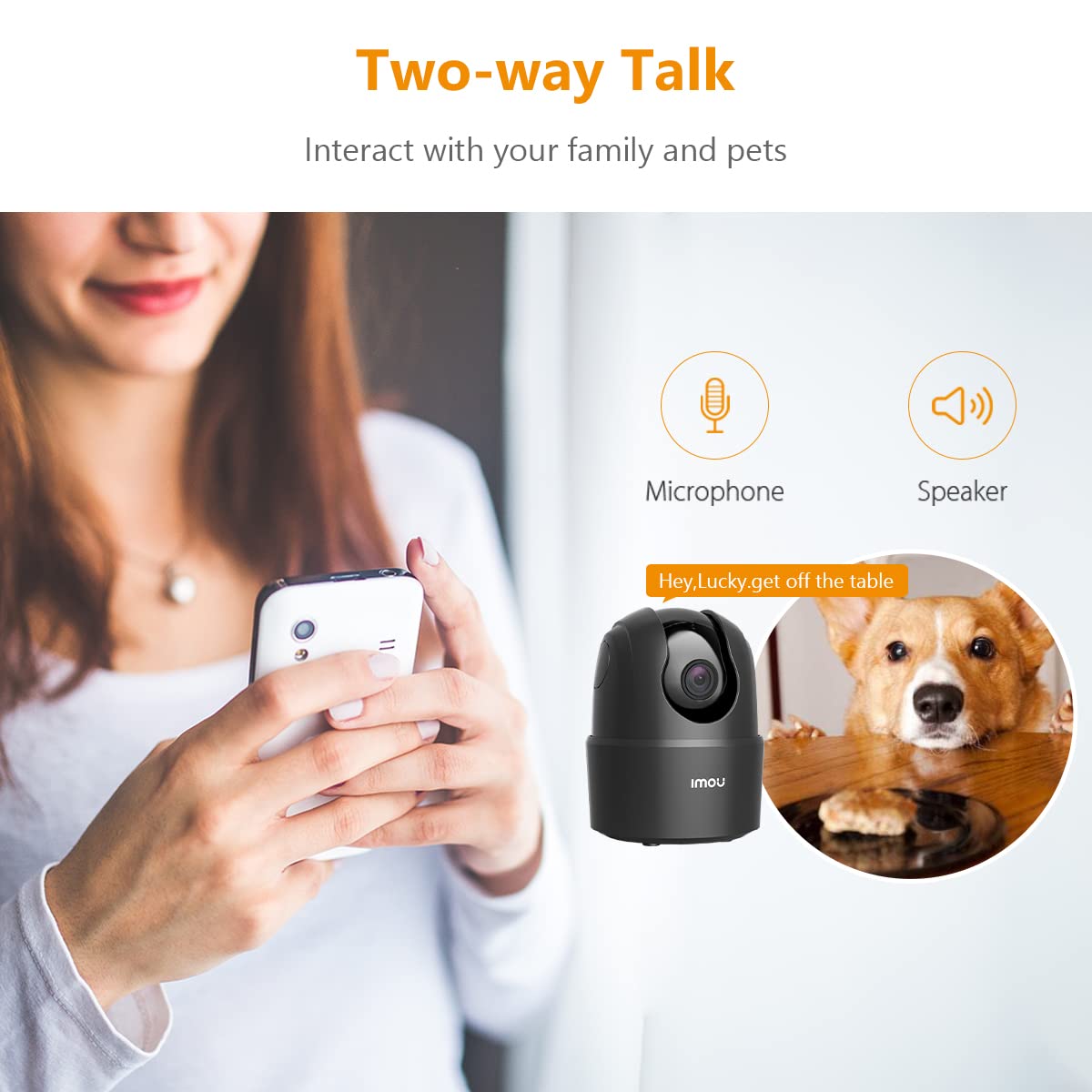 Imou 360 Degree WiFi Security Camera Black, 1080P Full HD, Domo Camera, Night Vision, Privacy Mode, Camera, Alexa Google Assistant, Motion Detection & Human Detection, 2-Way Audio