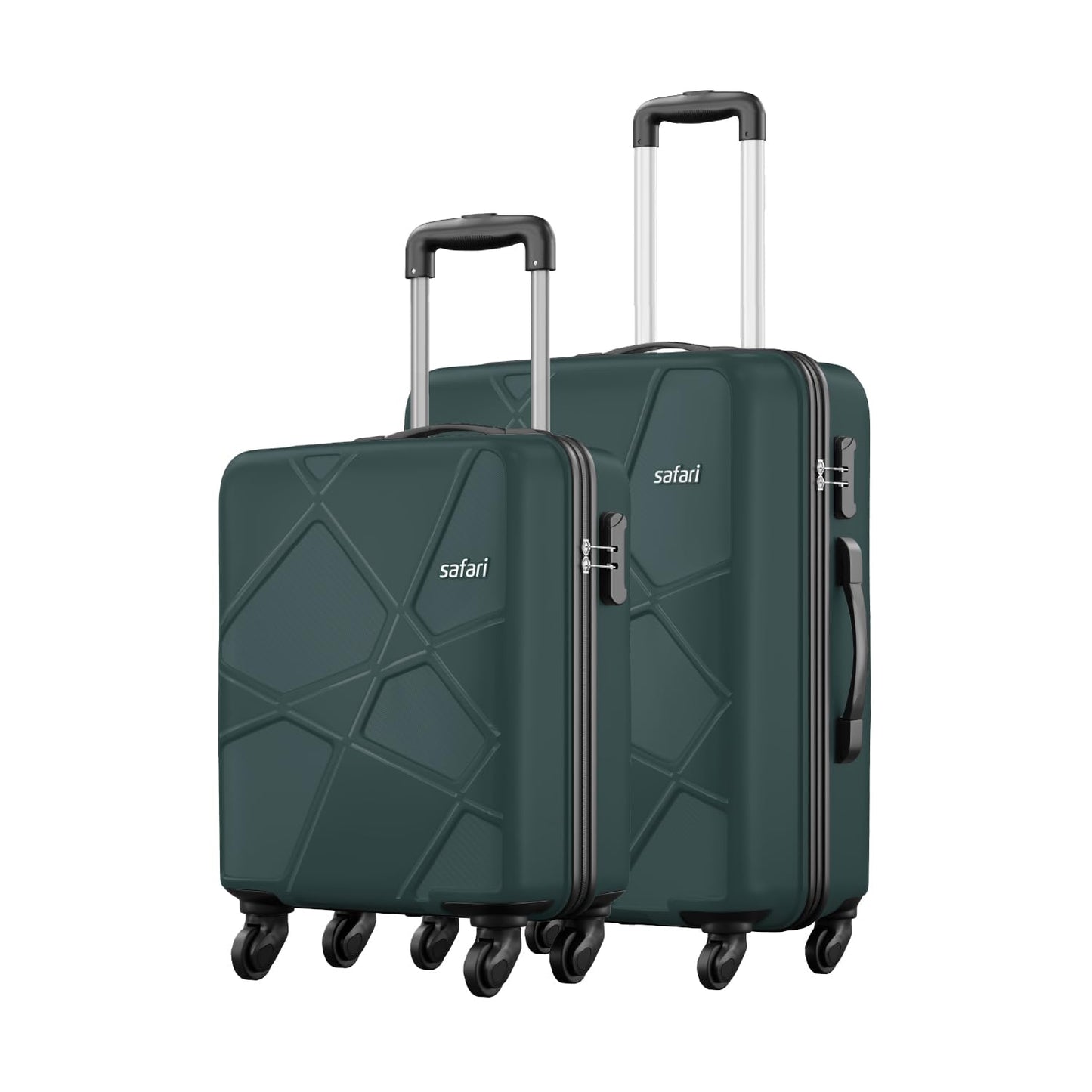 Safari Pentagon 3 Pc Set 55, 65 & 75 Cms- Small, Medium & Large Polypropylene (Pp) Hard Sided 4 Wheels 360 Degree Rotation Luggage Set/Speed_Wheel Suitcase Set/Trolley Bag Set (Cyan Blue)