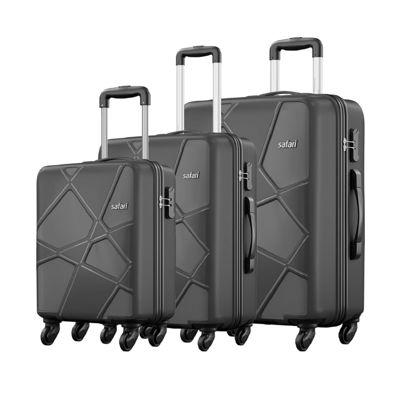Safari Pentagon 3 Pc Set 55, 65 & 75 Cms- Small, Medium & Large Polypropylene (Pp) Hard Sided 4 Wheels 360 Degree Rotation Luggage Set/Speed_Wheel Suitcase Set/Trolley Bag Set (Cyan Blue)