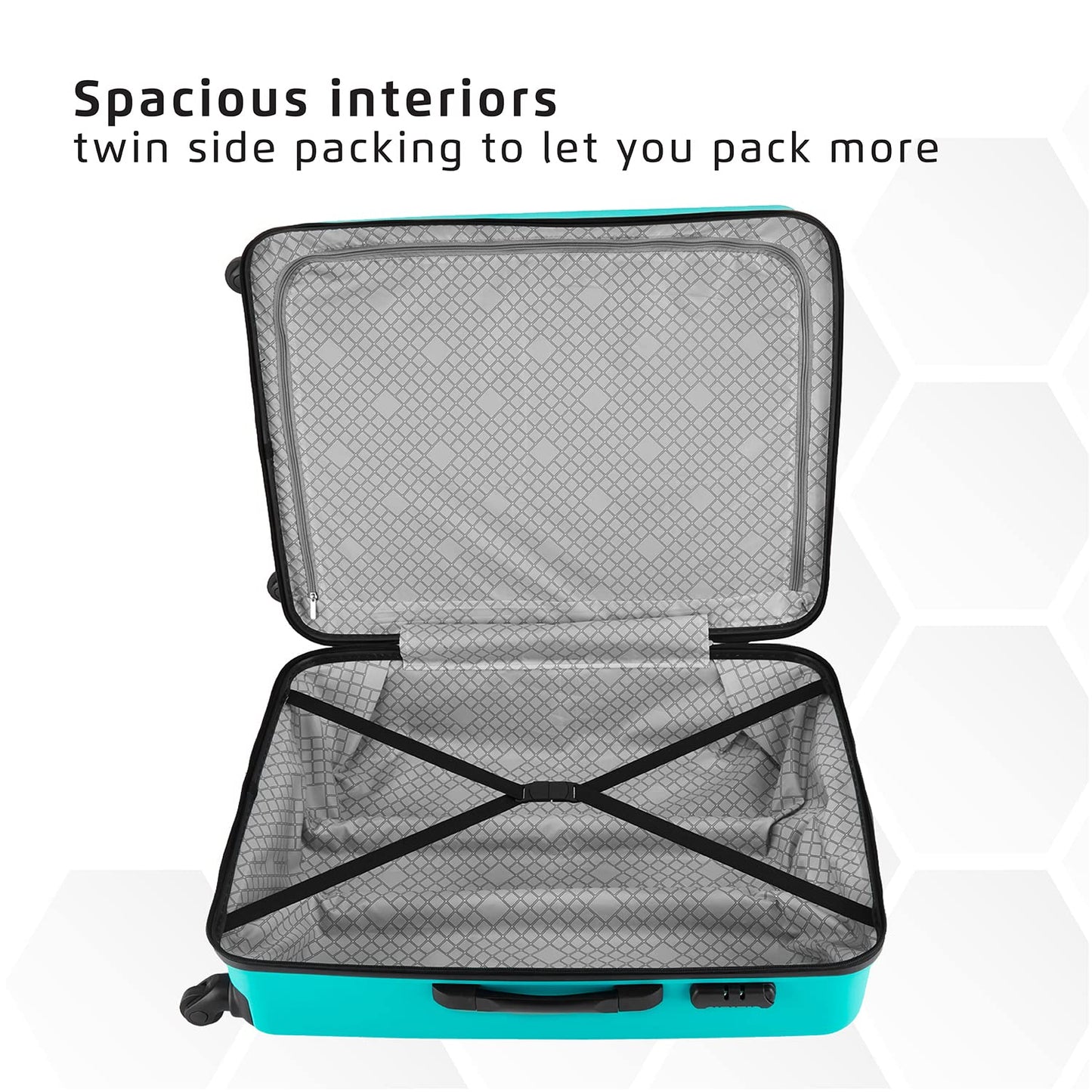 Safari Pentagon 3 Pc Set 55, 65 & 75 Cms- Small, Medium & Large Polypropylene (Pp) Hard Sided 4 Wheels 360 Degree Rotation Luggage Set/Speed_Wheel Suitcase Set/Trolley Bag Set (Cyan Blue)