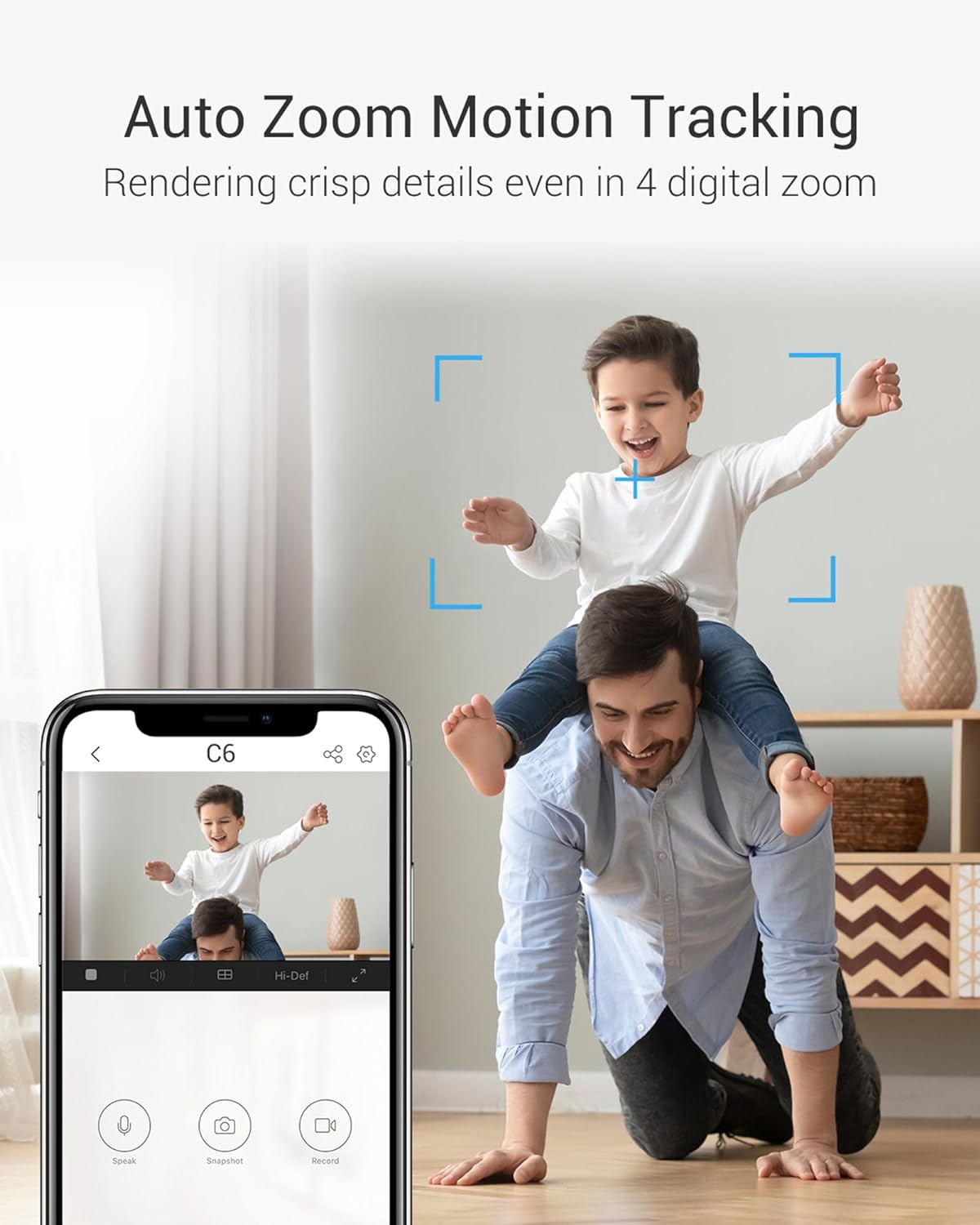 EZVIZ Security camera, 2K+ Home Wifi camera, Indoor CCTV Camera, Pan/Tilt 360° View, 2-Way Talk,Color Night Vision,Pet/Human/Voice Detection,Waving-Hand Control,Privacy Mode,256GB SD storage, Alexa,C6