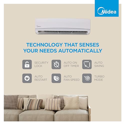 Midea 1.5 Ton 3 Star AI Gear Inverter Split AC (Copper, Convertible 4-in-1 Cooling,HD Filter with Auto Cleanser, 2024 Model,SANTIS PRO+ DELUXE, MAI18SP3R34F0,White)