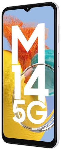 Samsung Galaxy M14 5G (ICY Silver,6GB,128GB)|50MP Triple Cam|Segment's Only 6000 mAh 5G SP|5nm Processor|2 Gen. OS Upgrade & 4 Year Security Update|12GB RAM with RAM Plus|Android 13|Without Charger
