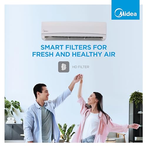 Midea 1.5 Ton 3 Star AI Gear Inverter Split AC (Copper, Convertible 4-in-1 Cooling,HD Filter with Auto Cleanser, 2024 Model,SANTIS PRO+ DELUXE, MAI18SP3R34F0,White)