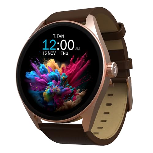 Titan Mirage Premium Fashion Smartwatch|1.96" AMOLED Display with AOD|800 NITS Brightness|410 * 502 Pixel Resolution|Functional Crown|SingleSync BT Calling|IP68 (Metal Strap+ Extra Silicone Strap)