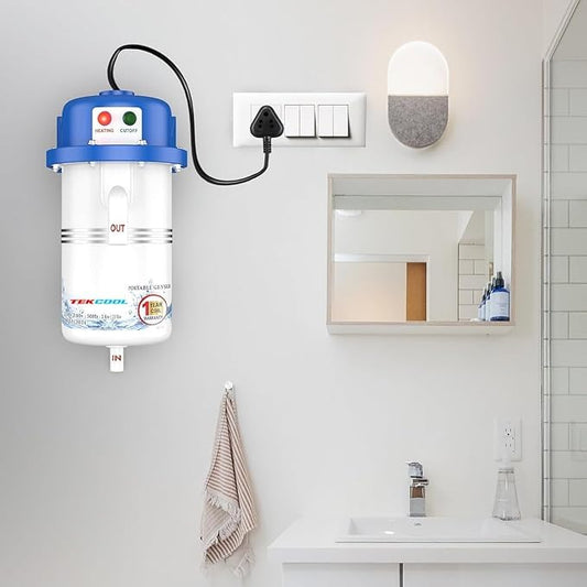 TEKCOOL Instant Water Geyser 1 L Portable water heater, Made of First Class ABS Plastic, Auto Cut Off Feature with 1 Year Warranty, For Home, Office, Restaurant etc