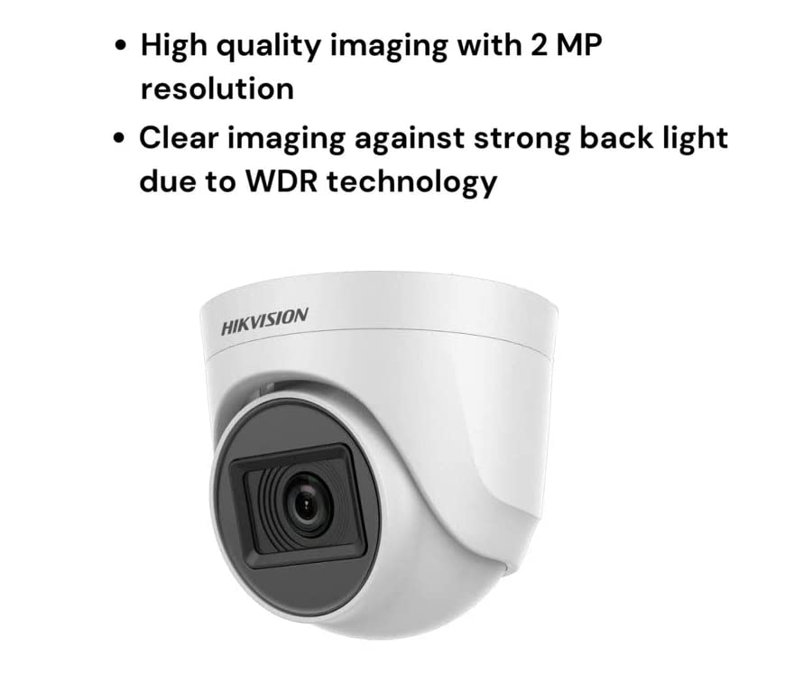HIKVISION 2Mp Indoor Wired Color Camera for Dvr Ds-2Ce5Ad0T-Itp Eco Bnc/Dc, White - 1080P