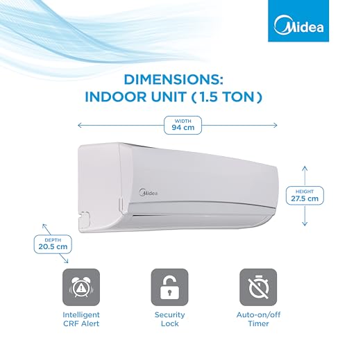 Midea 1.5 Ton 3 Star AI Gear Inverter Split AC (Copper, Convertible 4-in-1 Cooling,HD Filter with Auto Cleanser, 2024 Model,SANTIS PRO+ DELUXE, MAI18SP3R34F0,White)