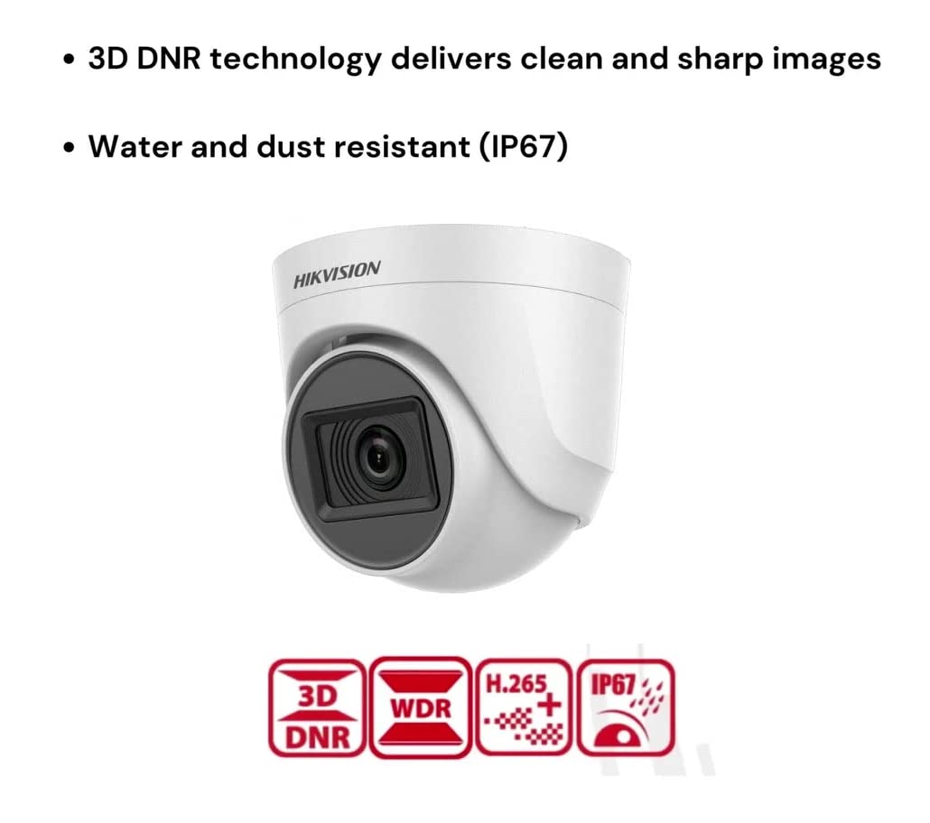 HIKVISION 2Mp Indoor Wired Color Camera for Dvr Ds-2Ce5Ad0T-Itp Eco Bnc/Dc, White - 1080P