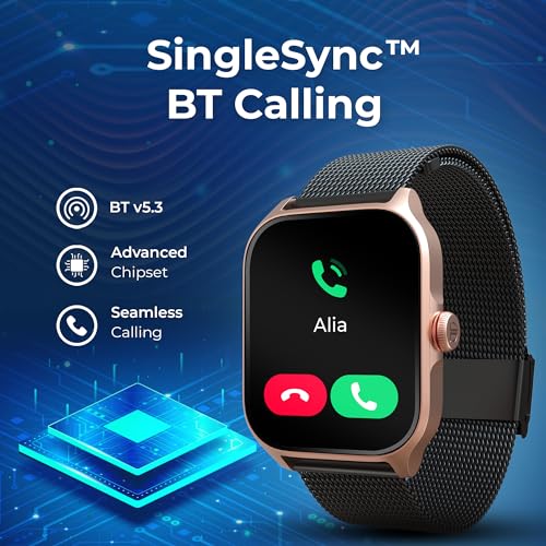 Titan Mirage Premium Fashion Smartwatch|1.96" AMOLED Display with AOD|800 NITS Brightness|410 * 502 Pixel Resolution|Functional Crown|SingleSync BT Calling|IP68 (Metal Strap+ Extra Silicone Strap)