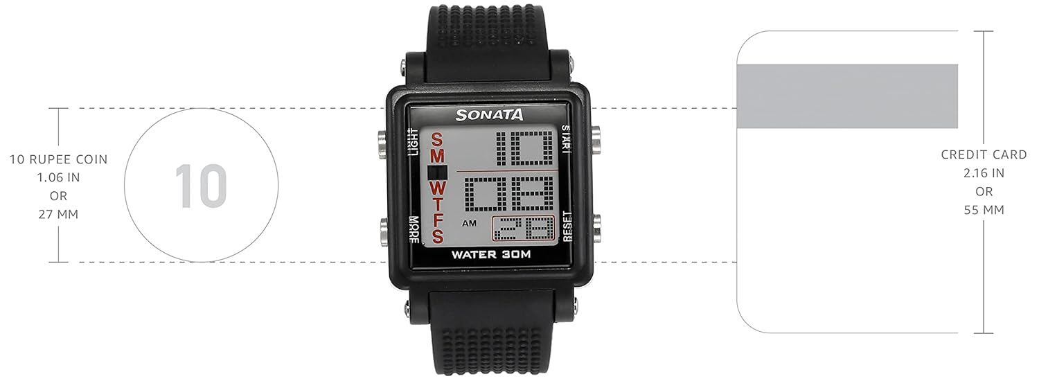 SF Digital Grey Square Dial Men's Sport Watch-NL77043PP01A