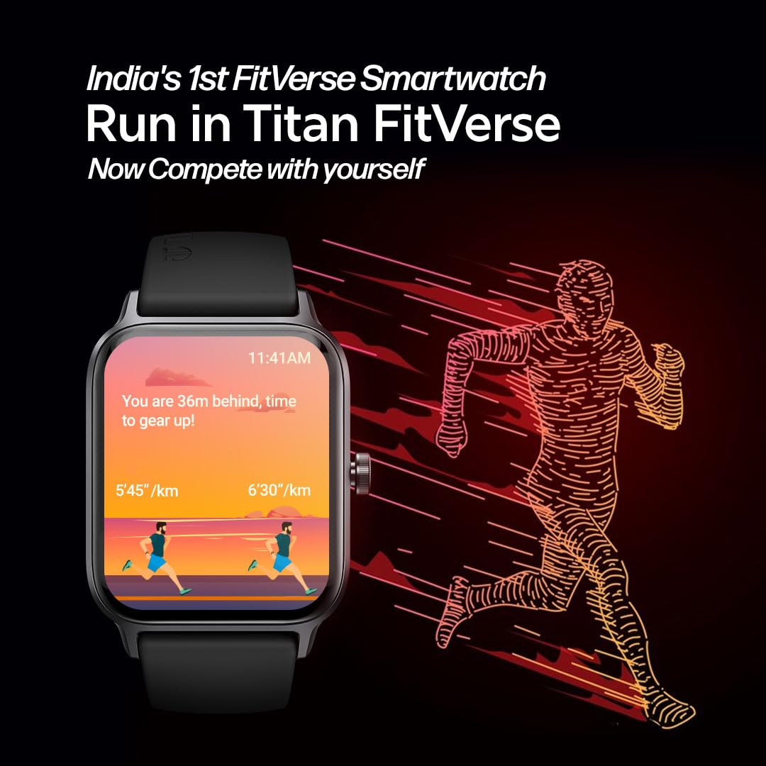 Titan Mirage Premium Fashion Smartwatch|1.96" AMOLED Display with AOD|800 NITS Brightness|410 * 502 Pixel Resolution|Functional Crown|SingleSync BT Calling|IP68 (Metal Strap+ Extra Silicone Strap)