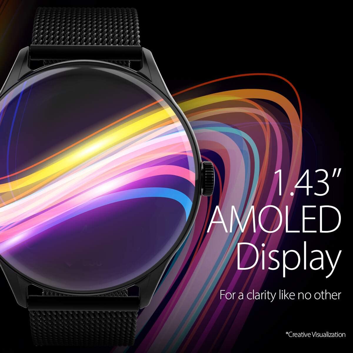 Titan Mirage Premium Fashion Smartwatch|1.96" AMOLED Display with AOD|800 NITS Brightness|410 * 502 Pixel Resolution|Functional Crown|SingleSync BT Calling|IP68 (Metal Strap+ Extra Silicone Strap)
