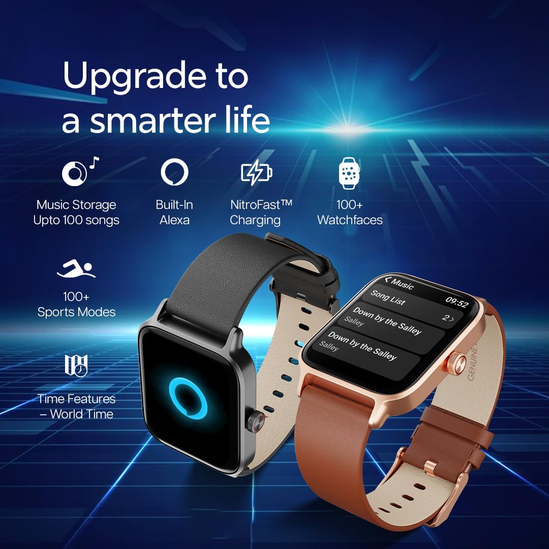 Titan Mirage Premium Fashion Smartwatch|1.96" AMOLED Display with AOD|800 NITS Brightness|410 * 502 Pixel Resolution|Functional Crown|SingleSync BT Calling|IP68 (Metal Strap+ Extra Silicone Strap)
