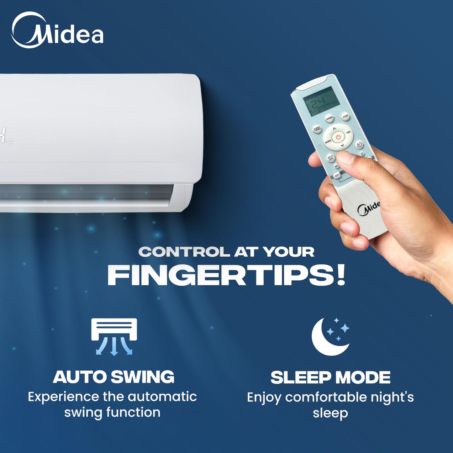 Midea 1.5 Ton 3 Star AI Gear Inverter Split AC (Copper, Convertible 4-in-1 Cooling,HD Filter with Auto Cleanser, 2024 Model,SANTIS PRO+ DELUXE, MAI18SP3R34F0,White)