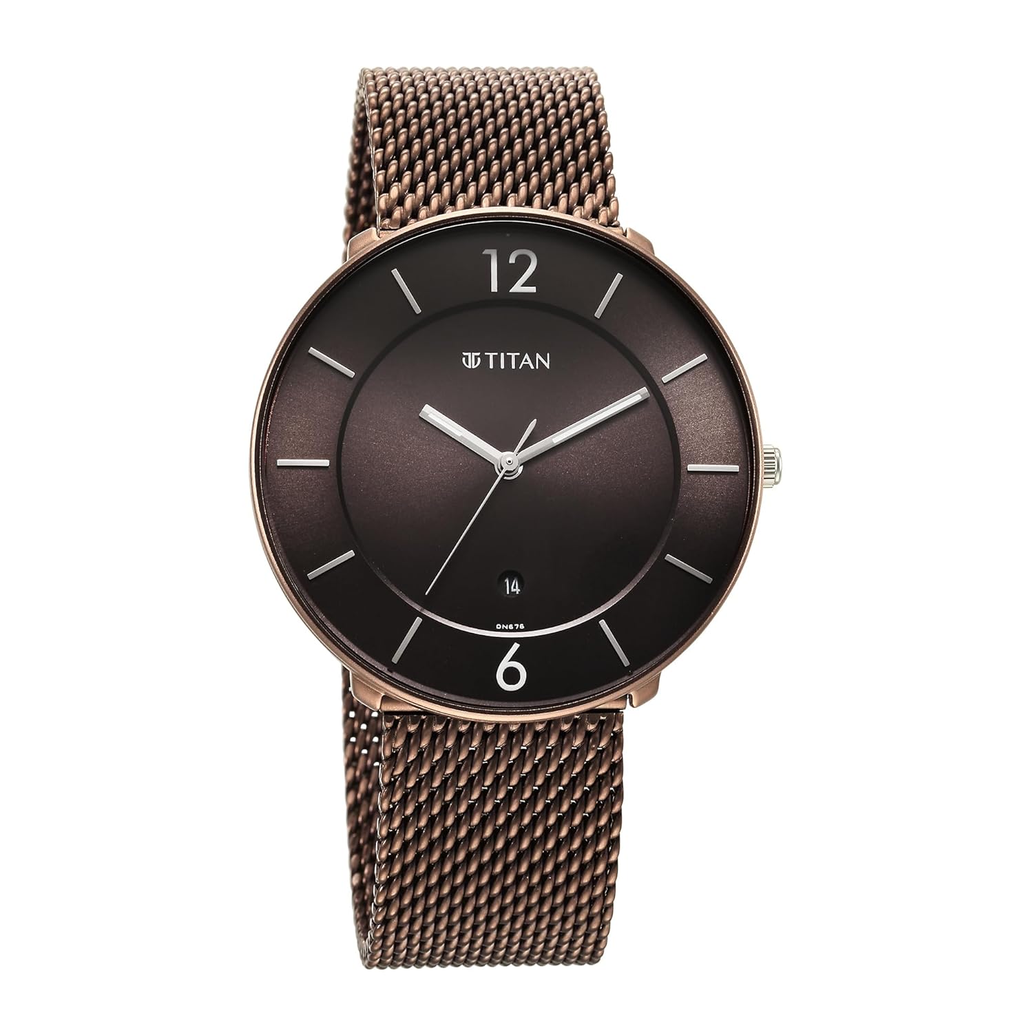 Titan Neo Splash Quartz Analog with Date Brown Dial Stainless