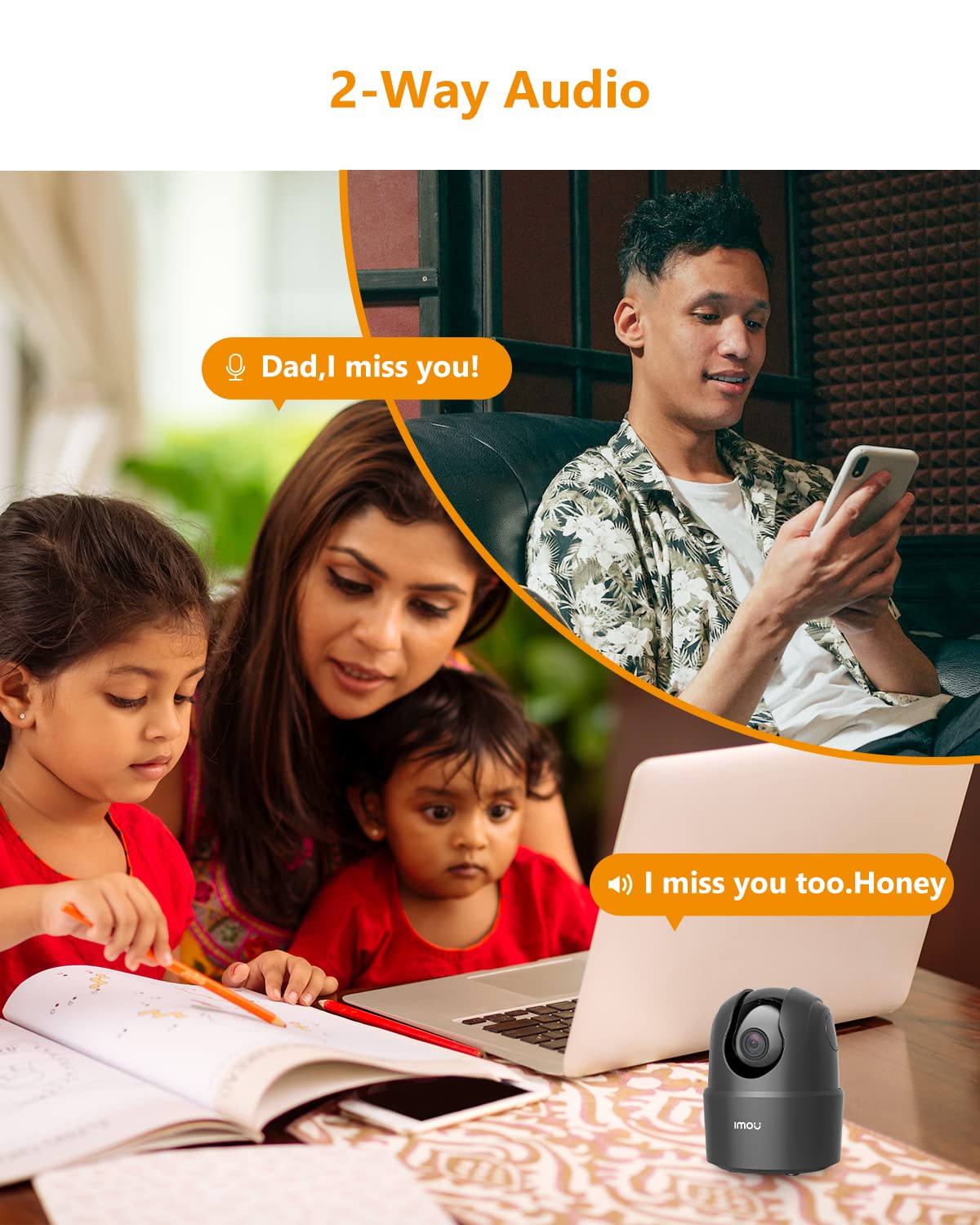 Imou 360 Degree WiFi Security Camera Black, 1080P Full HD, Domo Camera, Night Vision, Privacy Mode, Camera, Alexa Google Assistant, Motion Detection & Human Detection, 2-Way Audio
