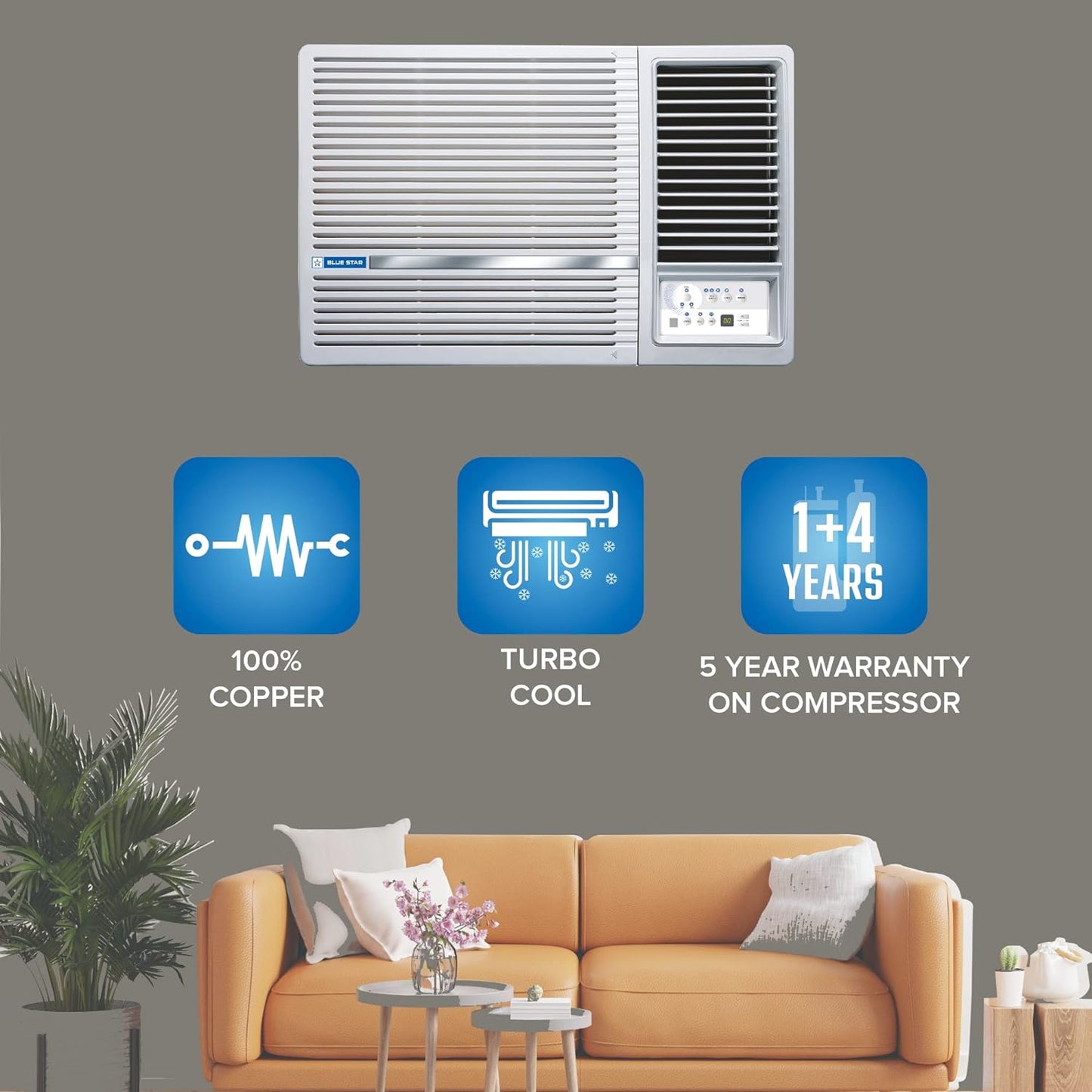 Blue Star 1.5 Ton 5 Star Inverter Window AC (2023 Model, Copper Condenser, Dust Filter, WIB518LN)
