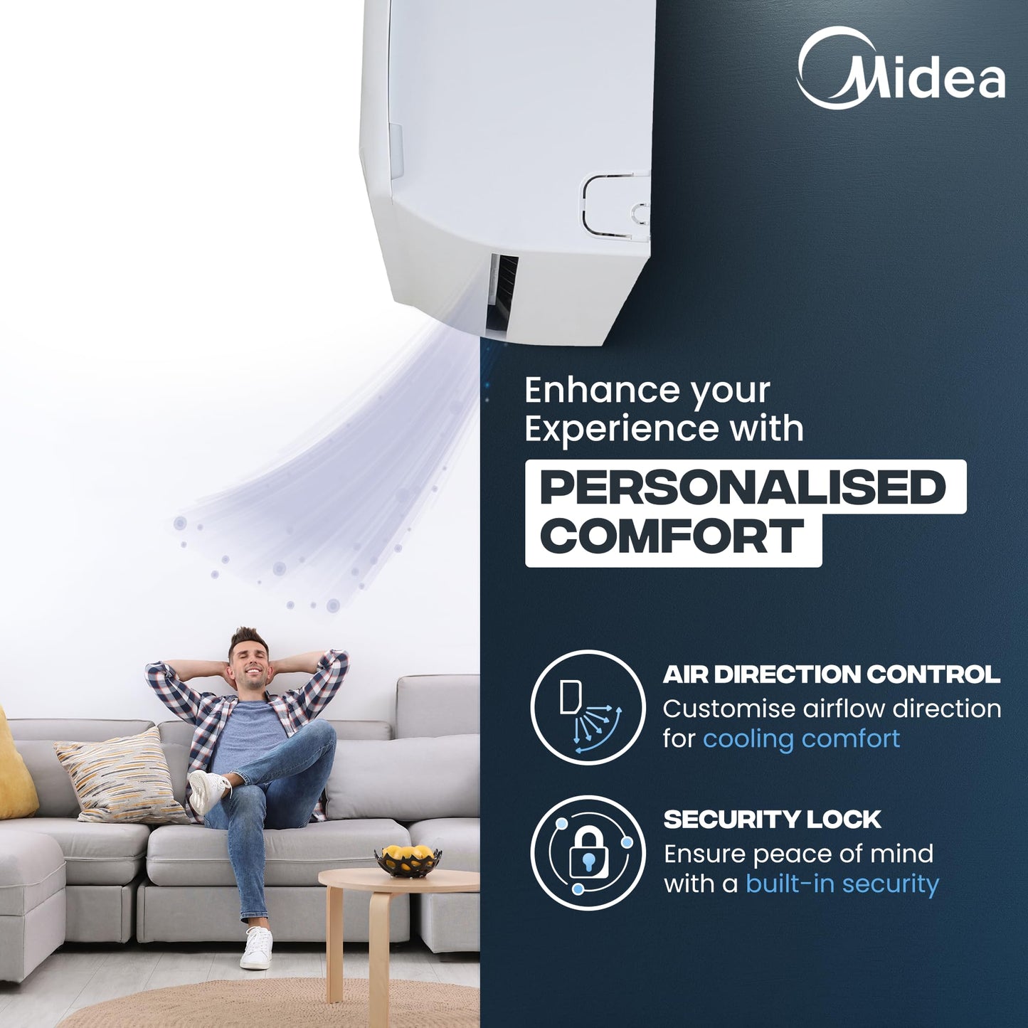 Midea 1.5 Ton 3 Star AI Gear Inverter Split AC (Copper, Convertible 4-in-1 Cooling,HD Filter with Auto Cleanser, 2024 Model,SANTIS PRO+ DELUXE, MAI18SP3R34F0,White)