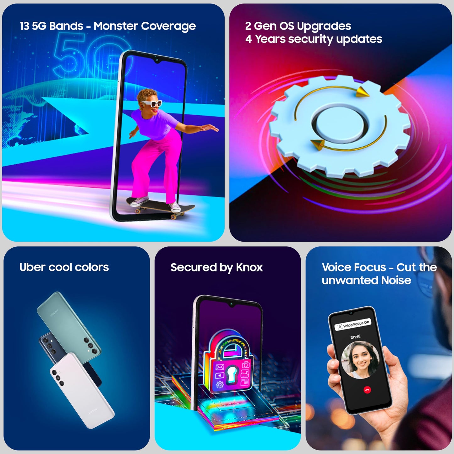 Samsung Galaxy M14 5G (ICY Silver,6GB,128GB)|50MP Triple Cam|Segment's Only 6000 mAh 5G SP|5nm Processor|2 Gen. OS Upgrade & 4 Year Security Update|12GB RAM with RAM Plus|Android 13|Without Charger