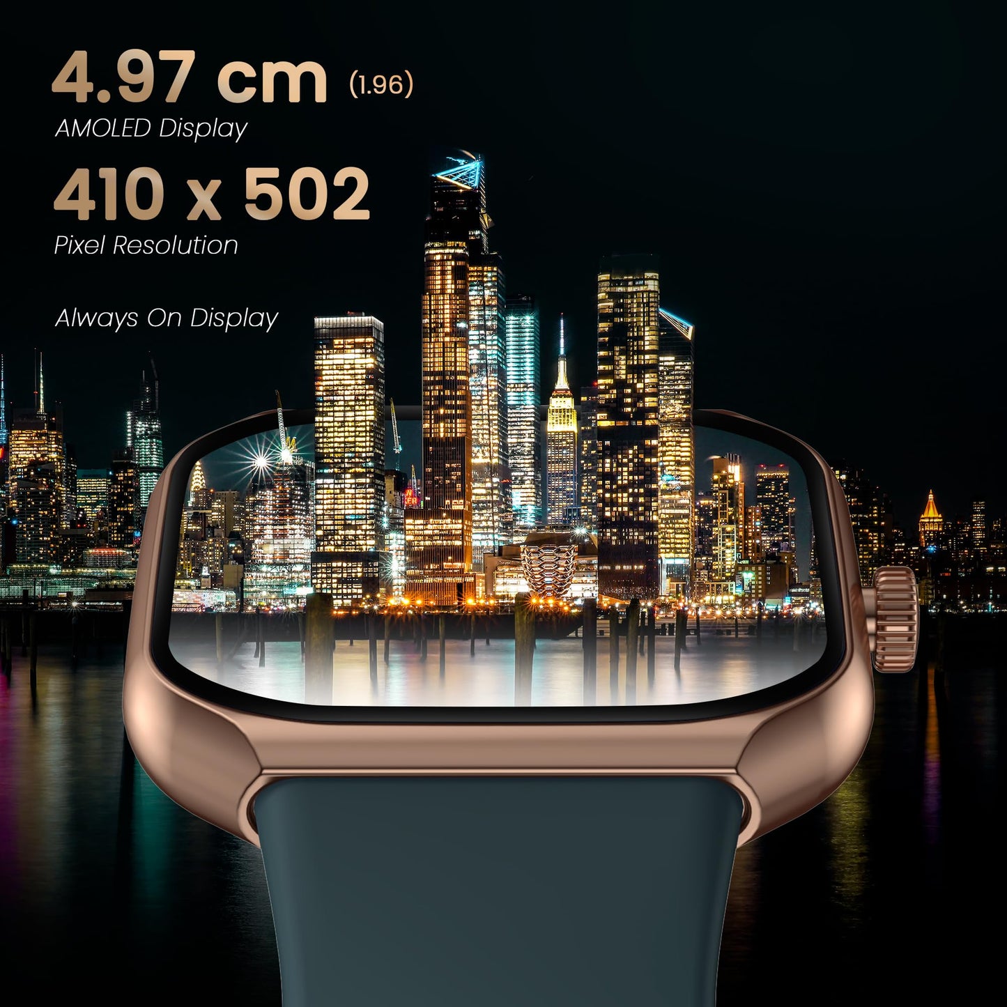 Titan Mirage Premium Fashion Smartwatch|1.96" AMOLED Display with AOD|800 NITS Brightness|410 * 502 Pixel Resolution|Functional Crown|SingleSync BT Calling|IP68 (Metal Strap+ Extra Silicone Strap)